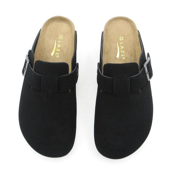 Lurnyet Women Slip On Black Suede Clogs with Buckle Closure Sandal - Picture 3 of 7